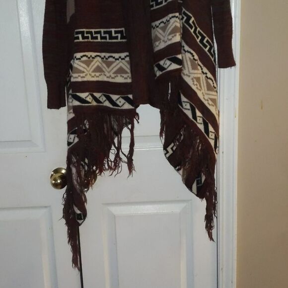 Another Story boho western watefall fringe cardigan Sz S - Picture 2 of 7